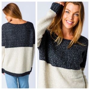 Charcoal Knit Color Block Sweater